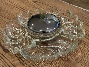 6pc 1950's Kromex Lazy Susan 4 Swirl Dishes w/Covered Center Bowl